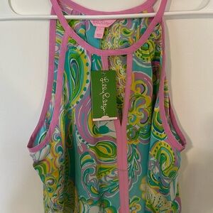 Lilly Pulitzer Silk Tillie Tank-  Shorely Blue Double Trouble